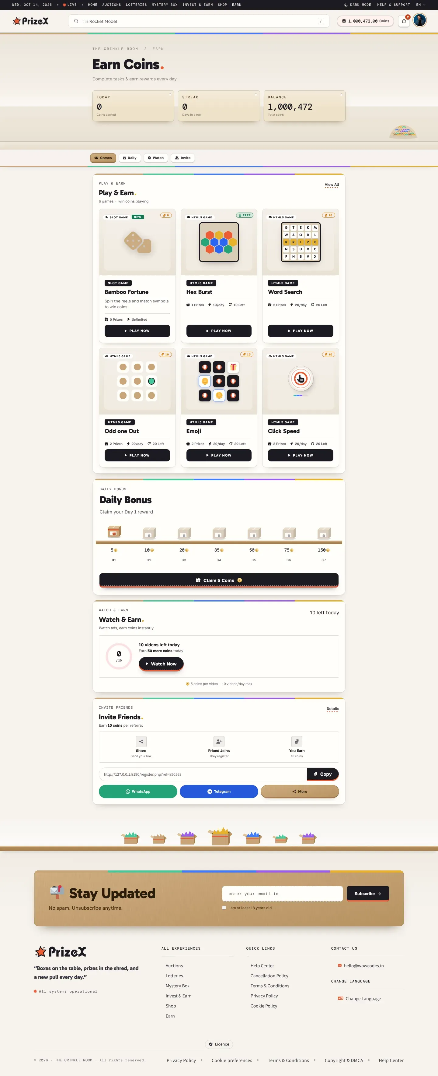 Earn coins