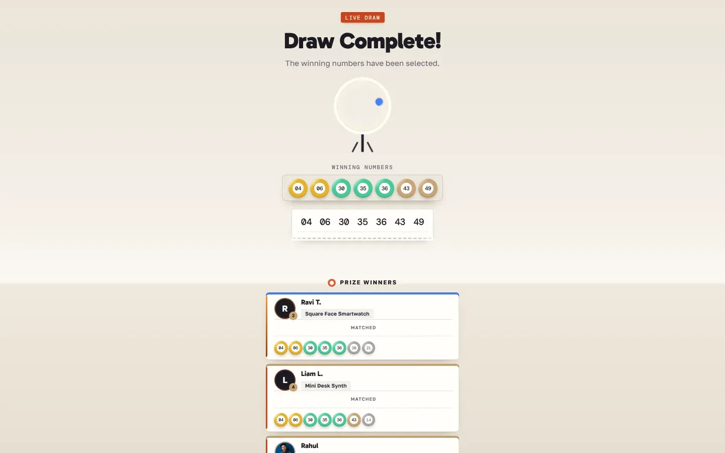 The lottery draw