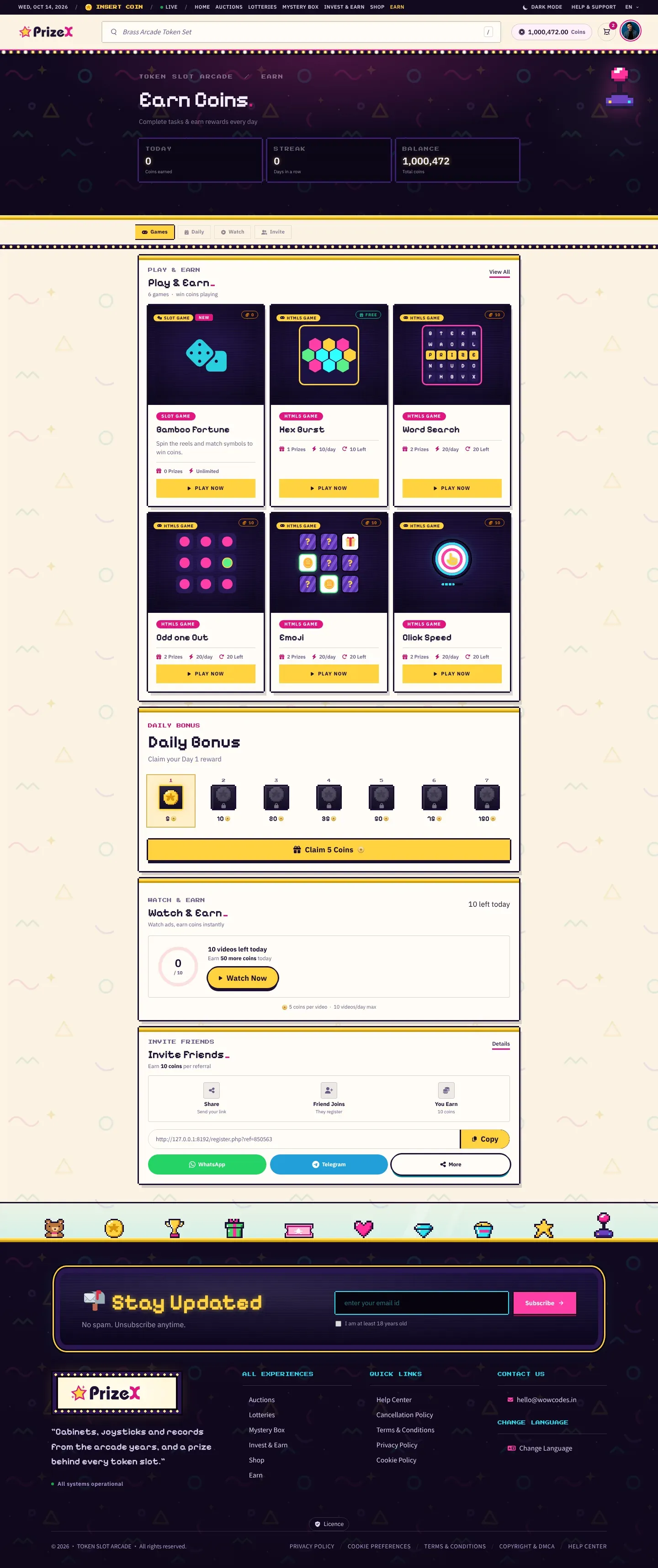 Earn coins