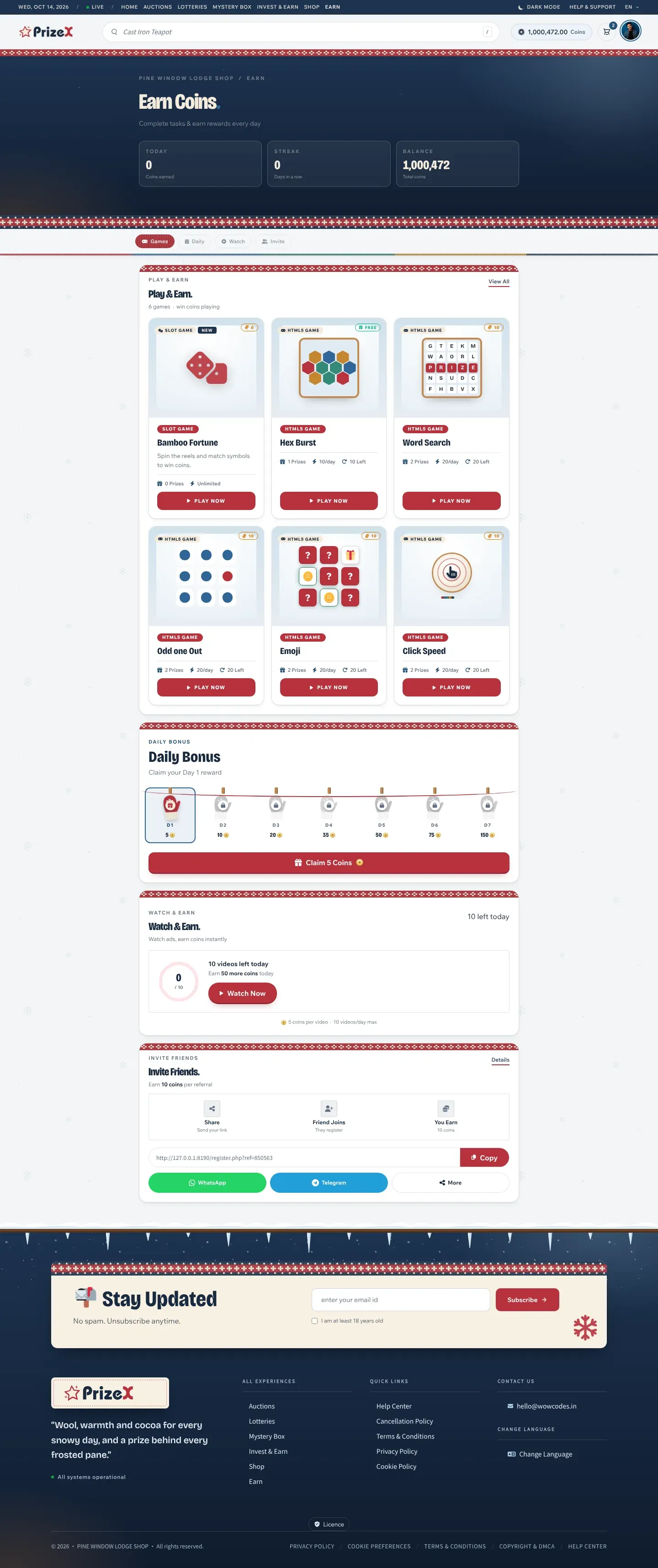 Earn coins