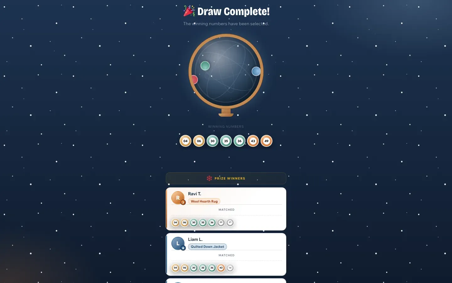 The lottery draw